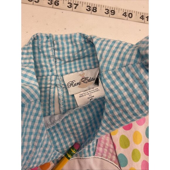 NEW Rare Editions Blue Gingham seersucker Girsl Easter Spring dress size 4T - Picture 7 of 11